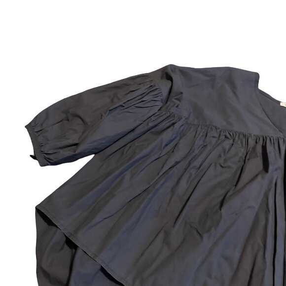 Black Crane Grey Oversized Flowy High Low Blouse Puff Sleeves Shirt Top Medium - Picture 3 of 11